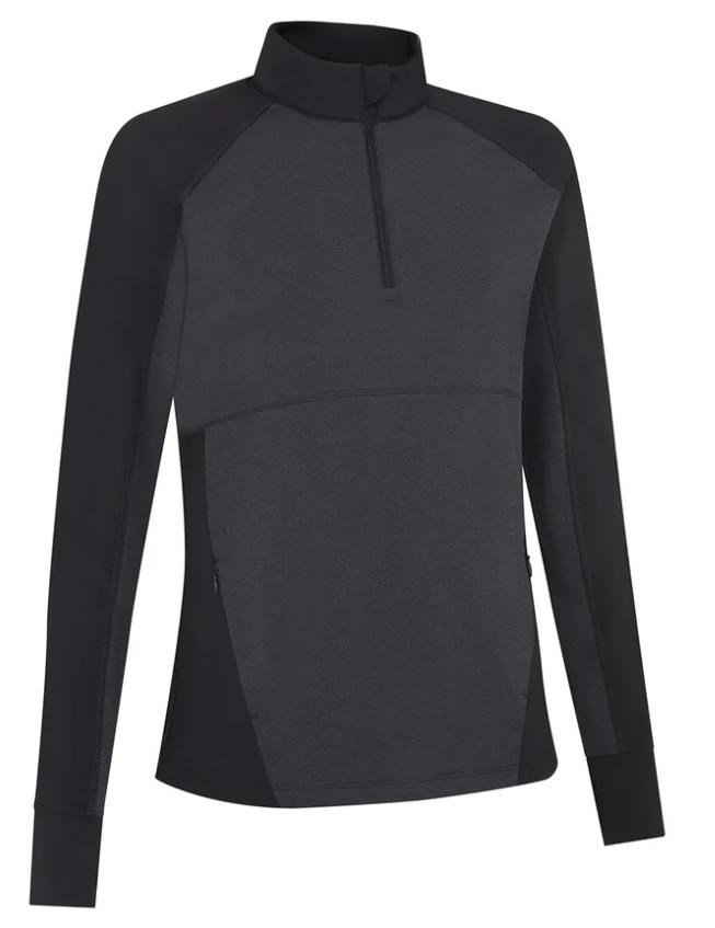 Callaway Lightweight Knit Heathered 1/4 Zip polo manches longues femme, ebony heather