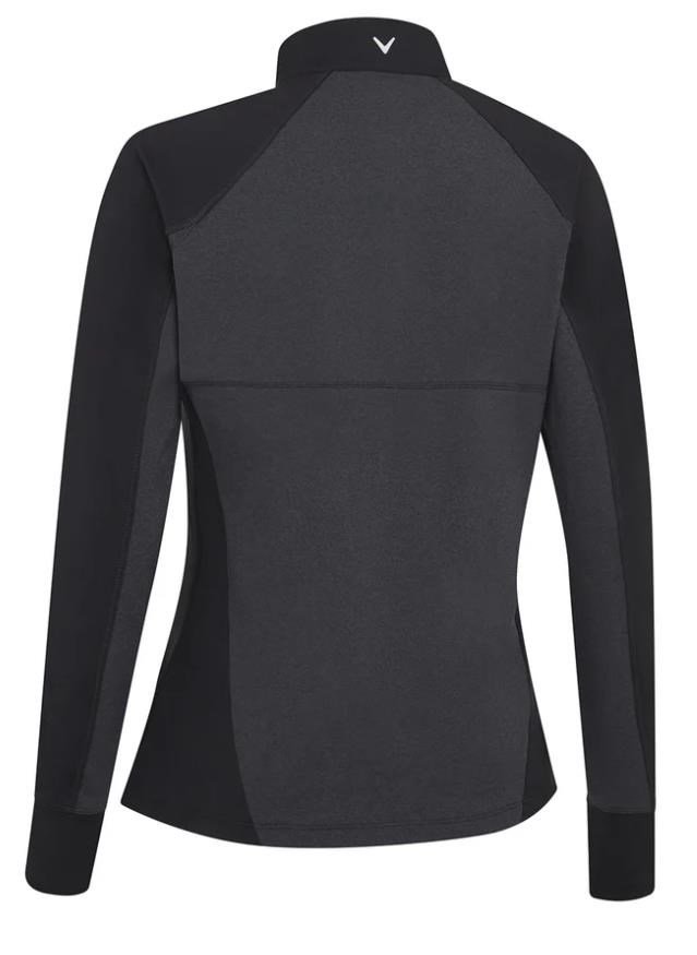 Callaway Lightweight Knit Heathered 1/4 Zip polo manches longues femme, ebony heather