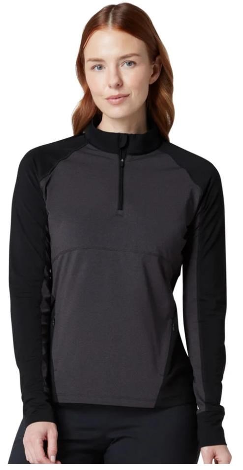 Callaway Lightweight Knit Heathered 1/4 Zip polo manches longues femme, ebony heather