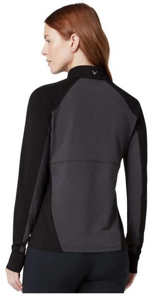 Callaway Lightweight Knit Heathered 1/4 Zip polo manches longues femme, ebony heather