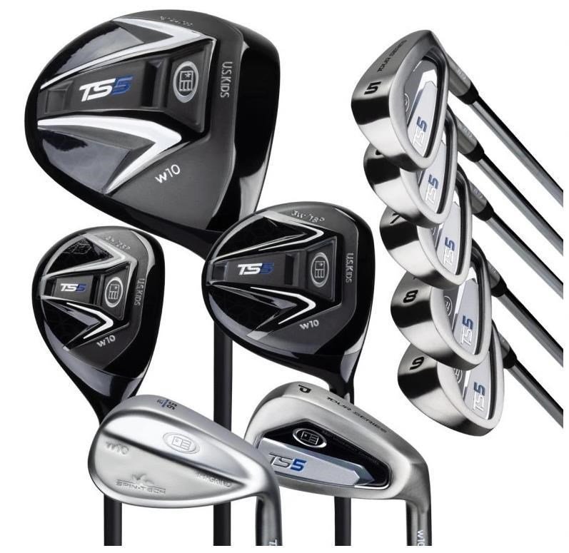 U.S. Kids Golf TS5-57 (145cm) 10-Club set de golf junior, graphite + sac trépied, marine/blanc