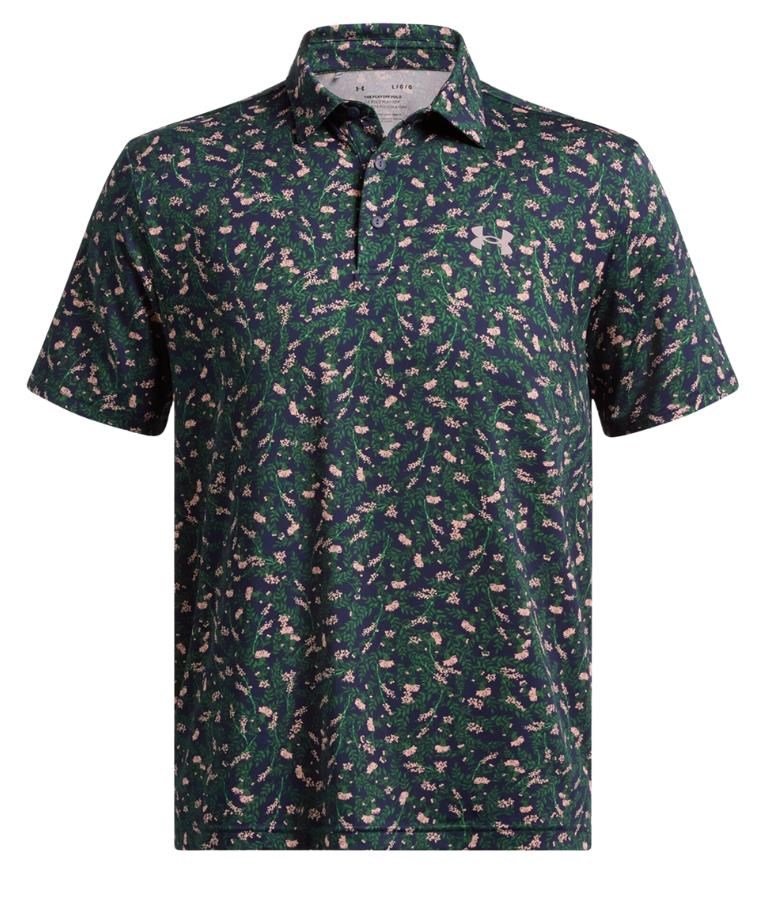 Under Armour Playoff 3.0 Printed polo homme, midnight navy/forest green/tetra gray