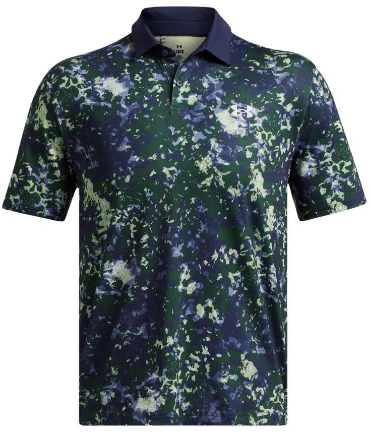 Under Armour T2G Printed polo homme, retro green/midnight navy