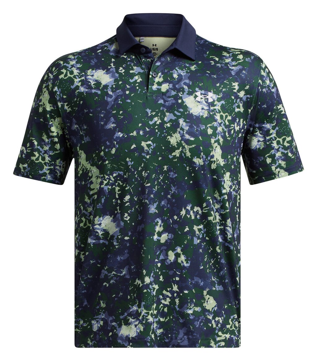 Under Armour T2G Printed polo homme, retro green/midnight navy