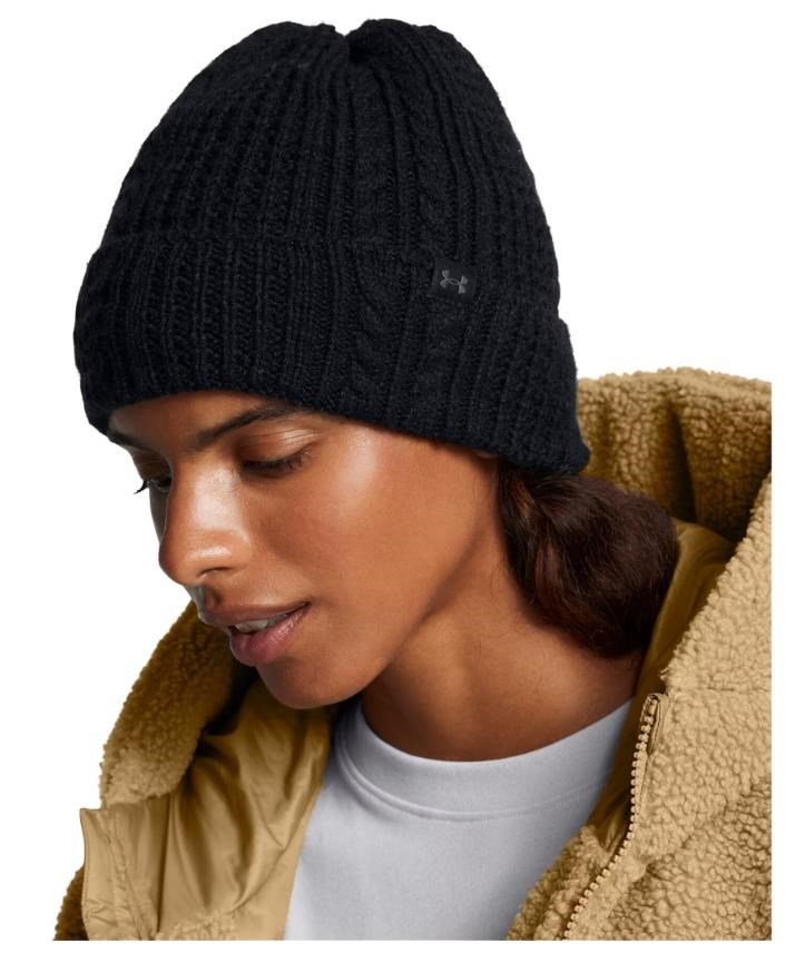 Under Armour Halftime Cable Knit bonnet femme, noir