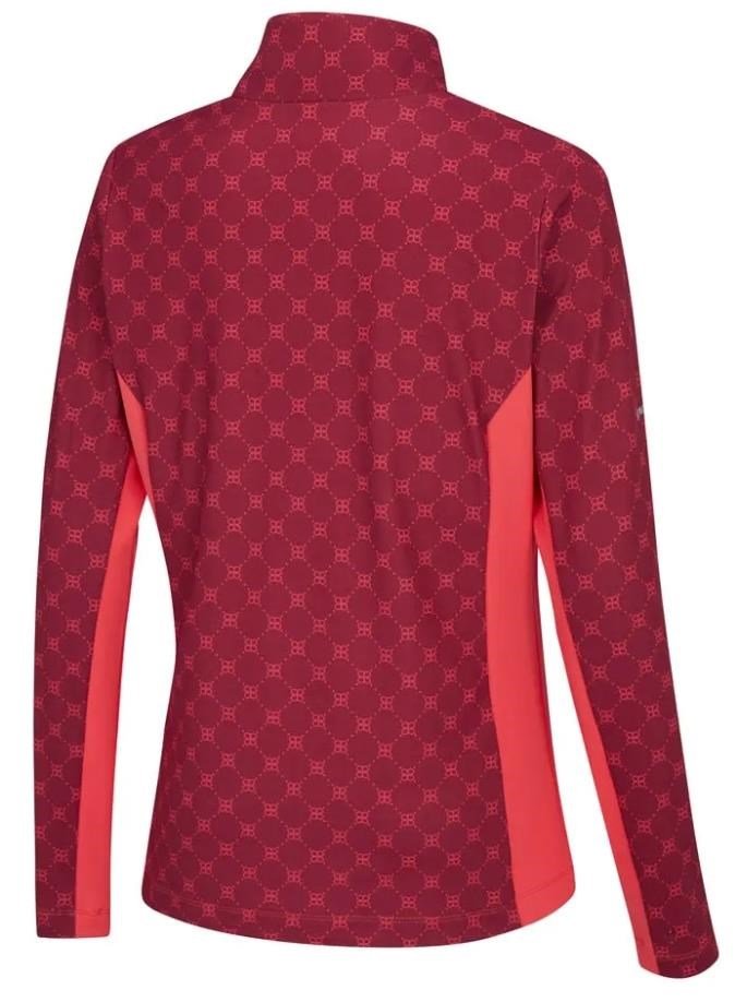 PING Lolette Printed long sleeve polo femme, tibetan red multi/cayenne