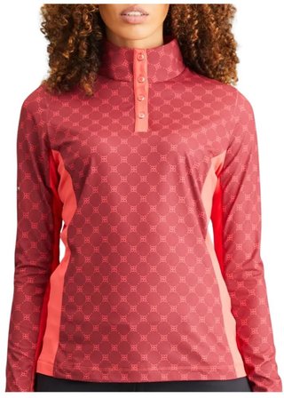 PING Lolette Printed long sleeve polo femme, tibetan red multi/cayenne