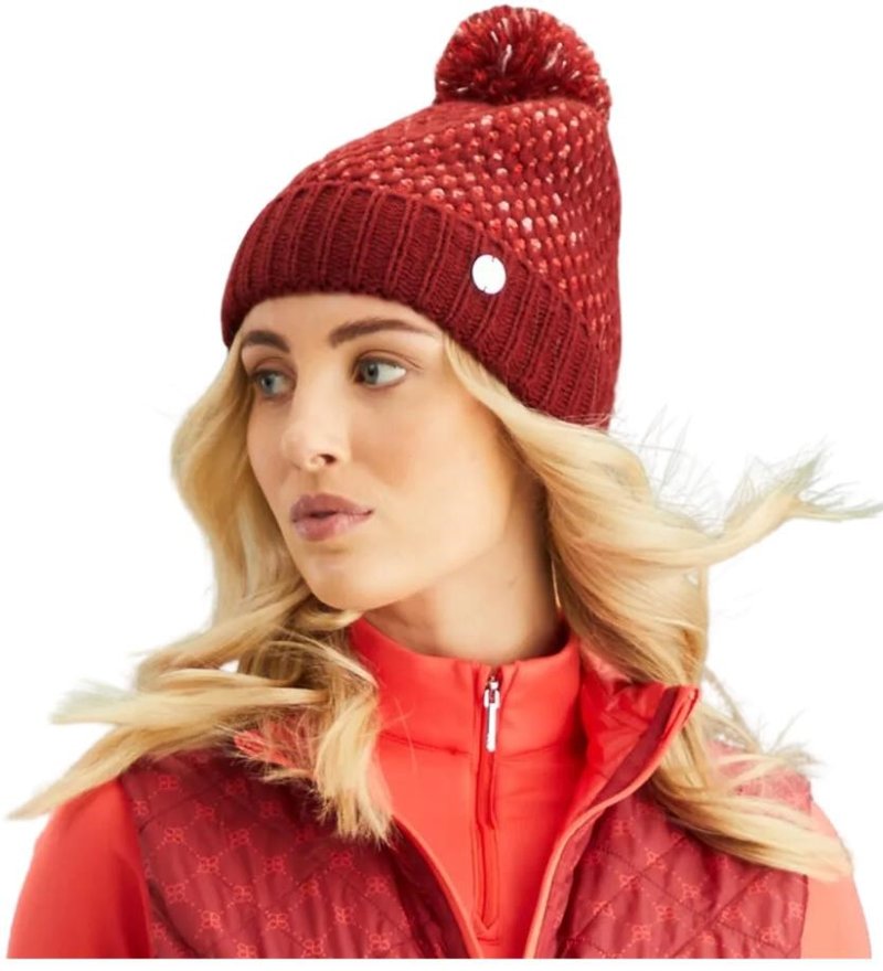 PING Oti Textured Knit Bobble bonnet femme d'hiver 2024, tibetan red multi