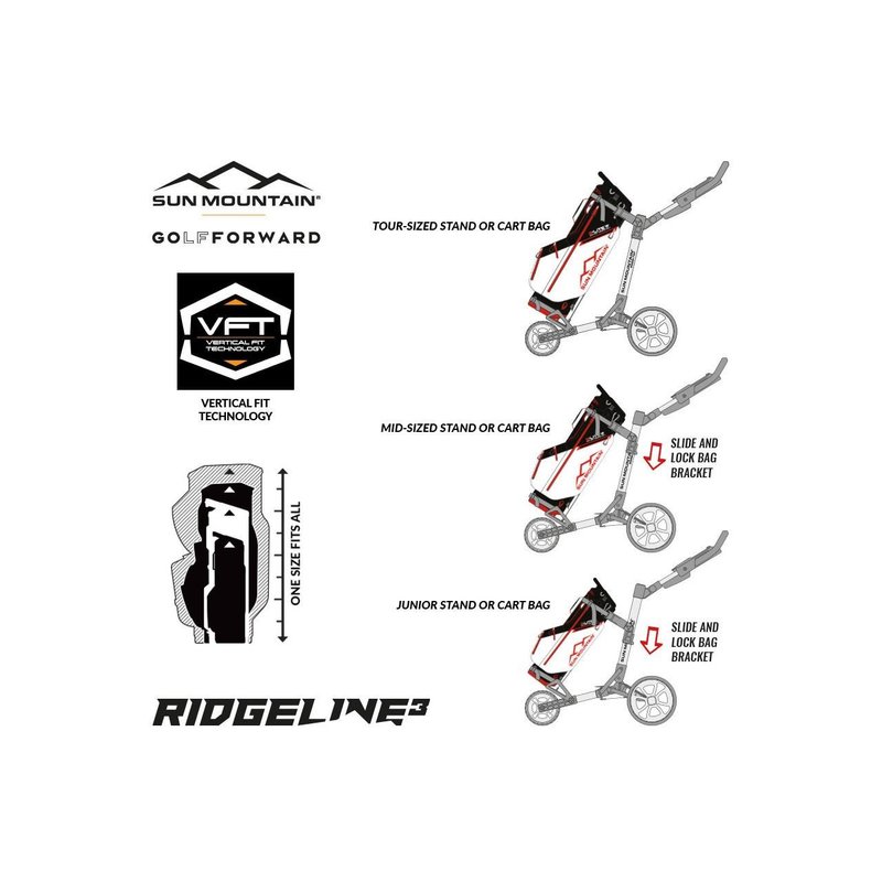 Sun Mountain Ridgeline 3 chariot de golf manuel, noir