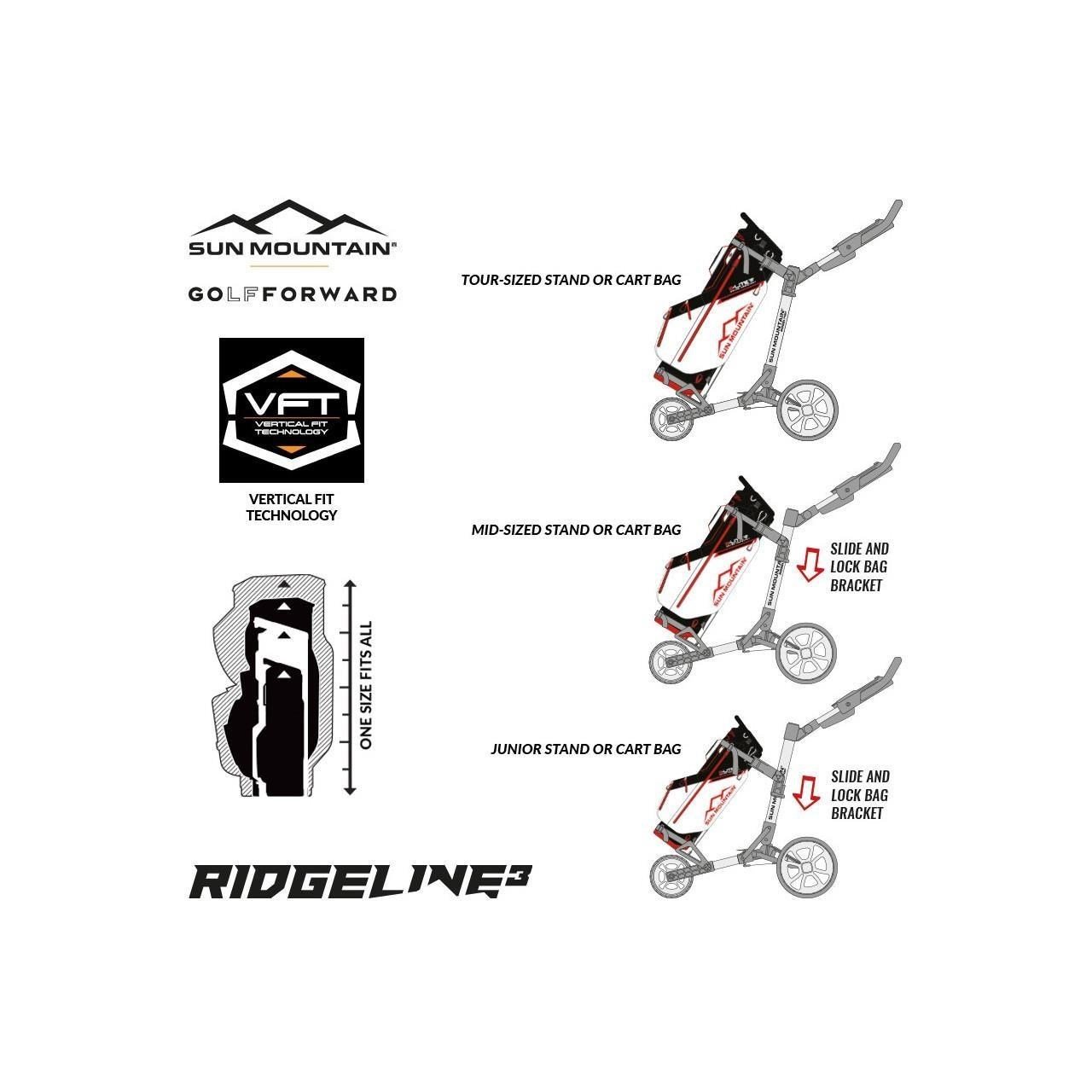 Sun Mountain Ridgeline 3 chariot de golf manuel, sand/hunter