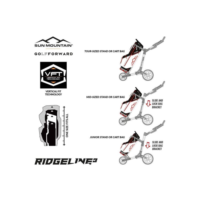 Sun Mountain Ridgeline 3 chariot de golf manuel, sand/hunter