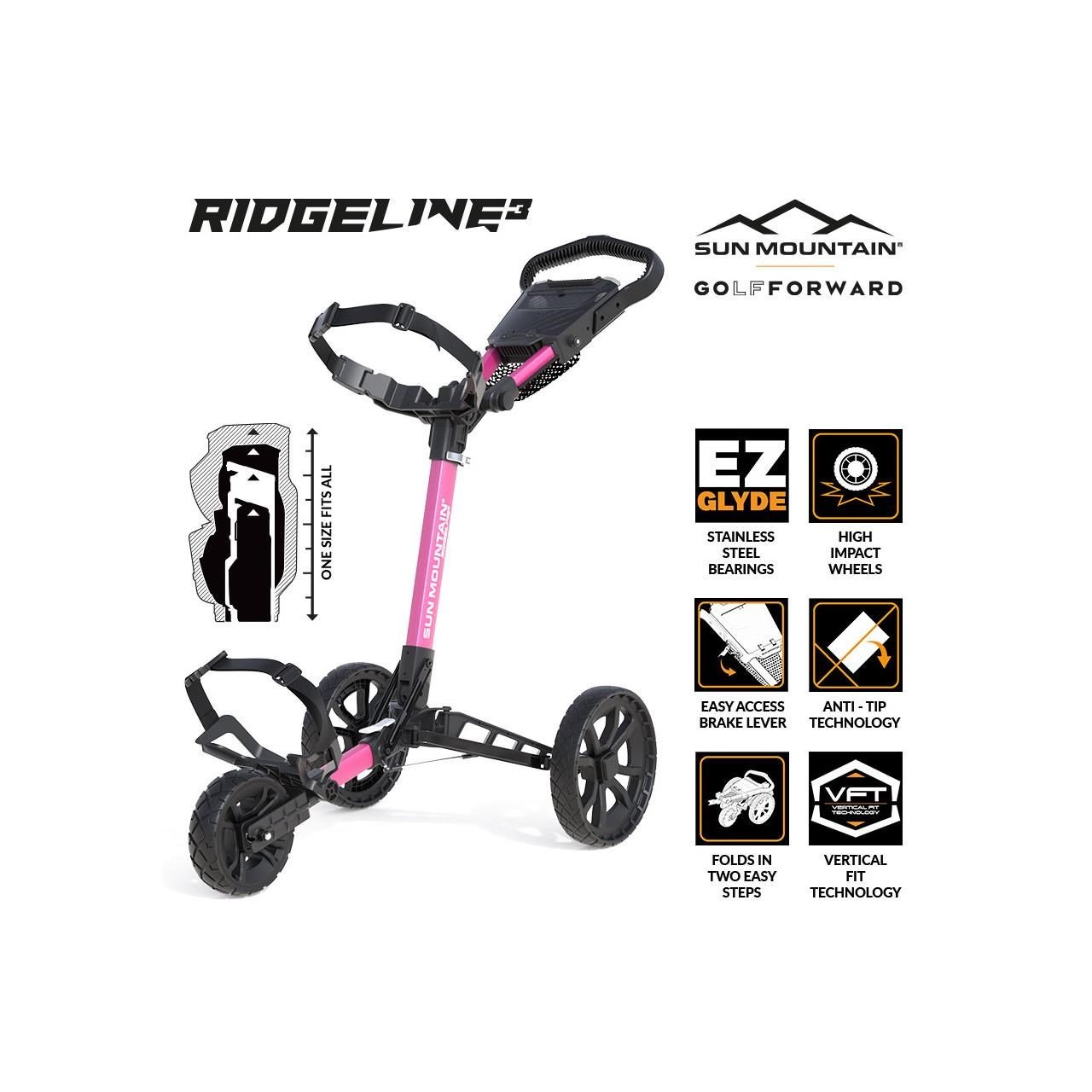 Sun Mountain Ridgeline 3 chariot de golf manuel, rose