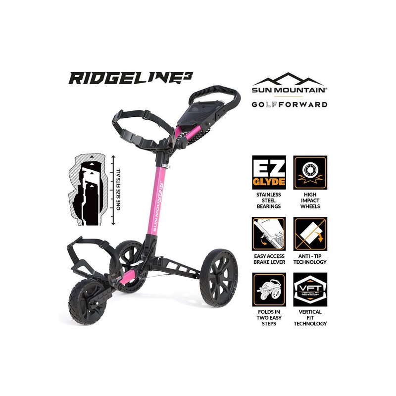 Sun Mountain Ridgeline 3 chariot de golf manuel, rose