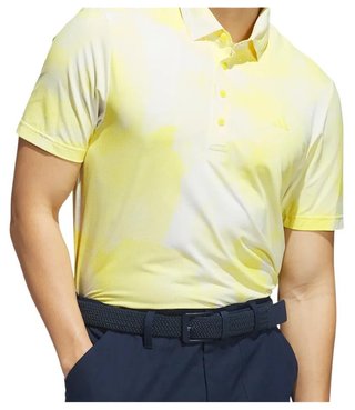 Adidas Ultimate365 Tour Printed polo homme, blanc/jaune poudre