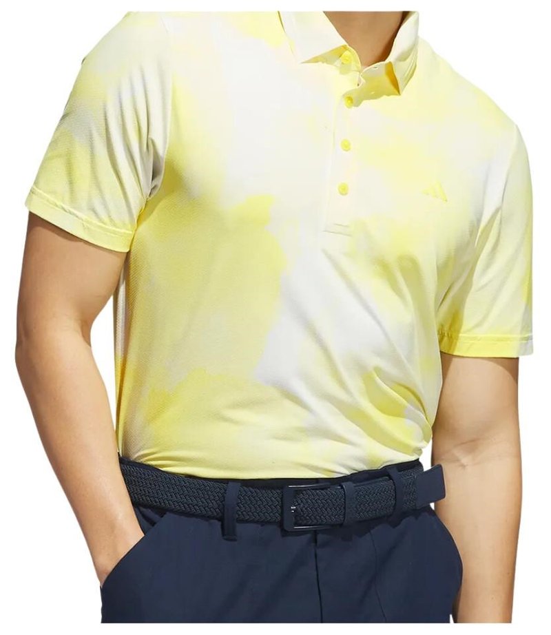 Adidas Ultimate365 Tour Printed polo homme, blanc/jaune poudre