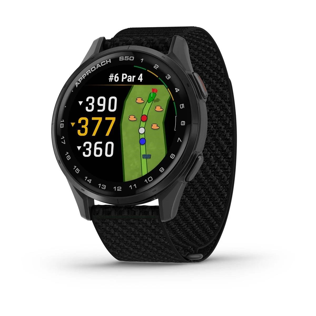 Garmin Approach S50 GPS montre, noir nylon/aluminium argent