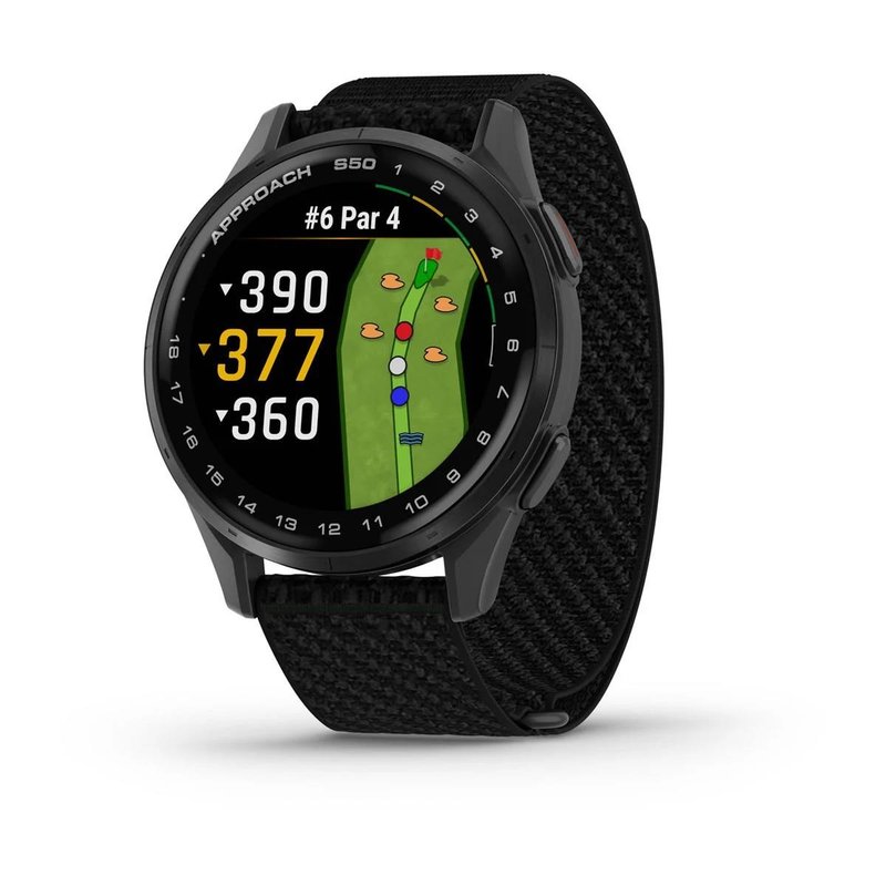 Garmin Approach S50 GPS montre, noir nylon/aluminium argent