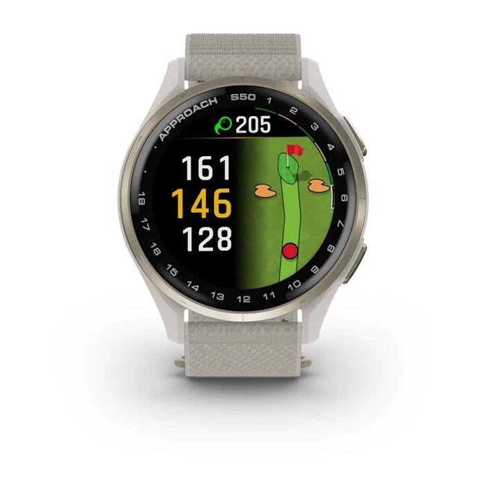 Garmin Approach S50 montre GPS, ivoire nylon/or crème aluminium