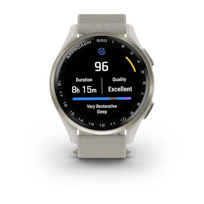 Garmin Approach S50 montre GPS, ivoire nylon/or crème aluminium