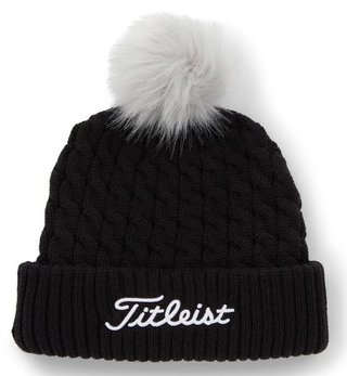 Titleist Cable Knit Pom Pom casquette femme d'hiver, noire