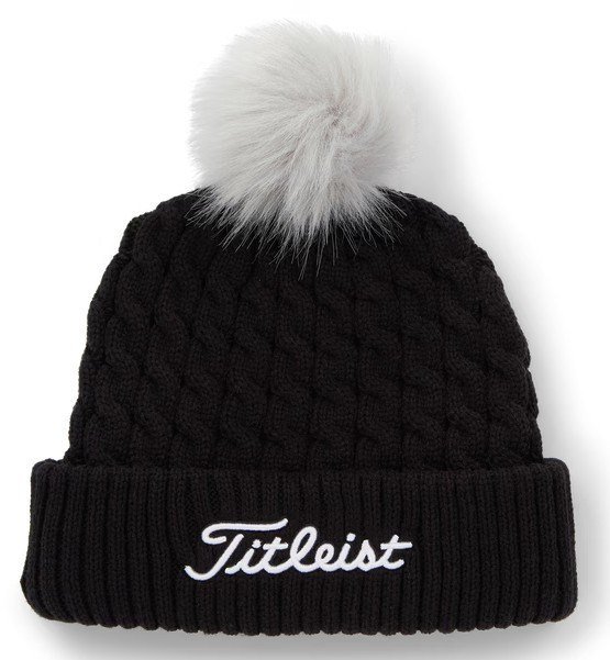 Titleist Cable Knit Pom Pom casquette femme d'hiver, noire