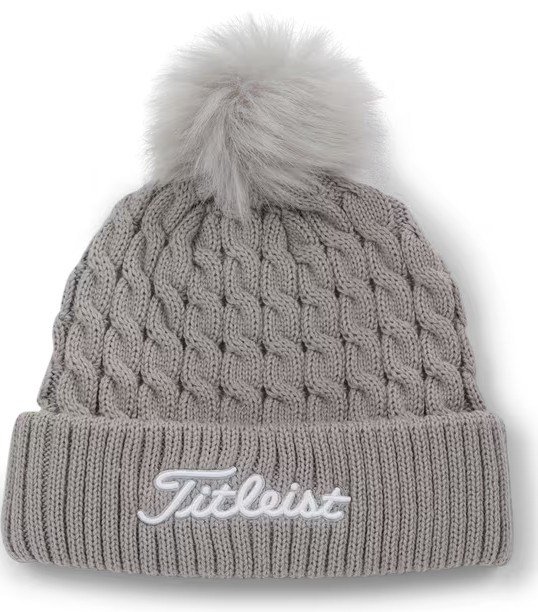 Titleist Cable Knit Pom Pom bonnet d'hiver femme, gris clair
