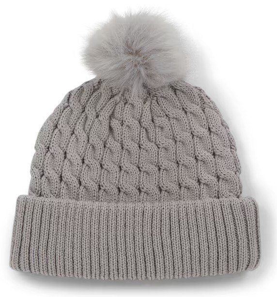 Titleist Cable Knit Pom Pom bonnet d'hiver femme, gris clair