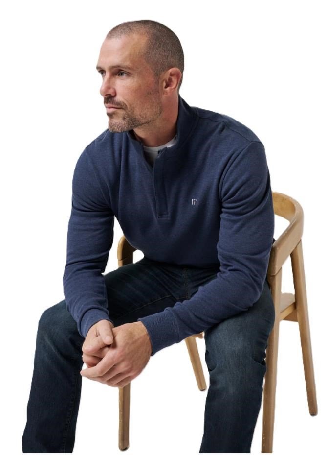 Travis Mathew CLOUD QUARTER ZIP 2.0 pull homme, heather blue
