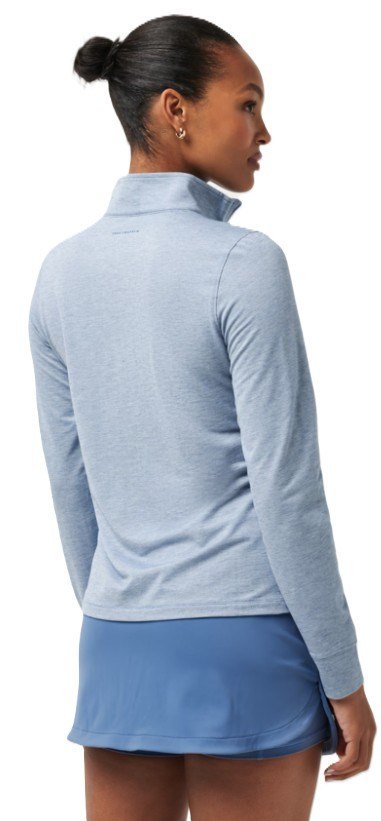 Travis Mathew Featherweightt Active zip long sleeve polo femme manches longues, heather copen blue