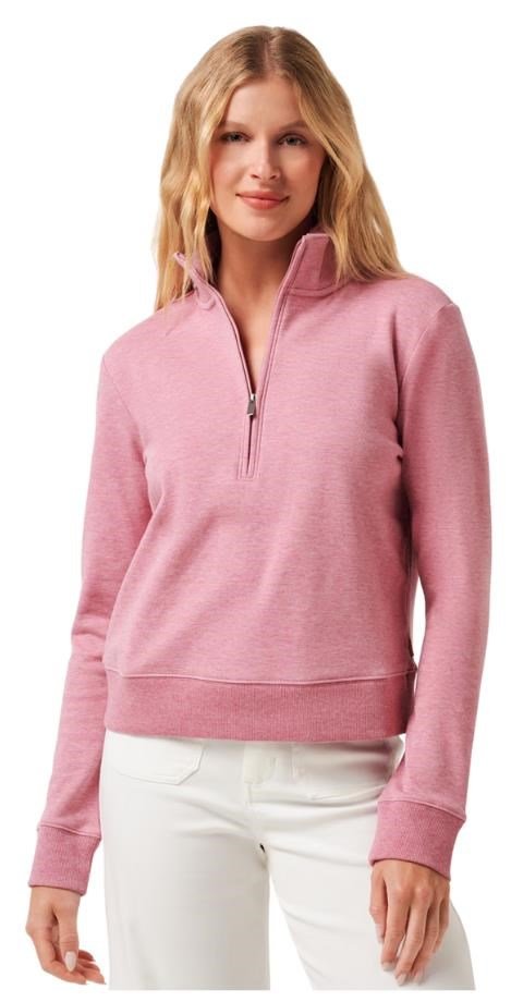 Travis Mathew Cloud Fleece Half-Zip sweat femme, heather foxglove