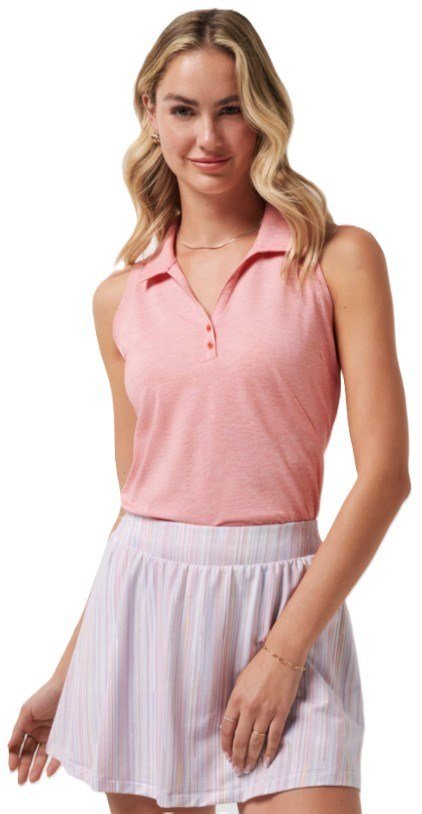 Travis Mathew Featherweight Active 2.0 Sleeveless polo femme, heather porcelain rose