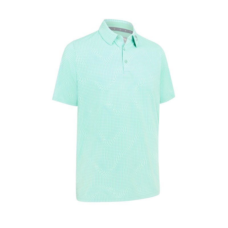 Callaway Warped Gingham Print polo homme, neptune green