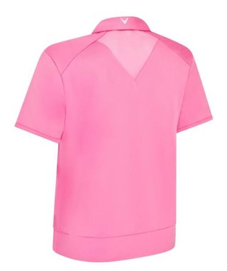 Callaway Waist Length Mesh Detail Short Sleeve polo femme, cheeky pink