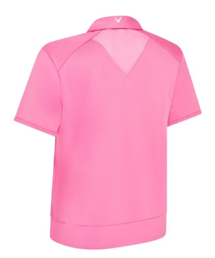 Callaway Waist Length Mesh Detail Short Sleeve polo femme, cheeky pink