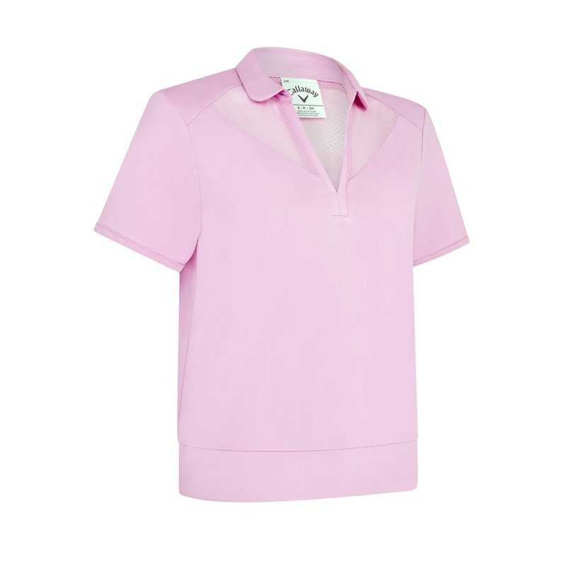 Callaway Waist Length Mesh Detail Short Sleeve polo femme, orchid