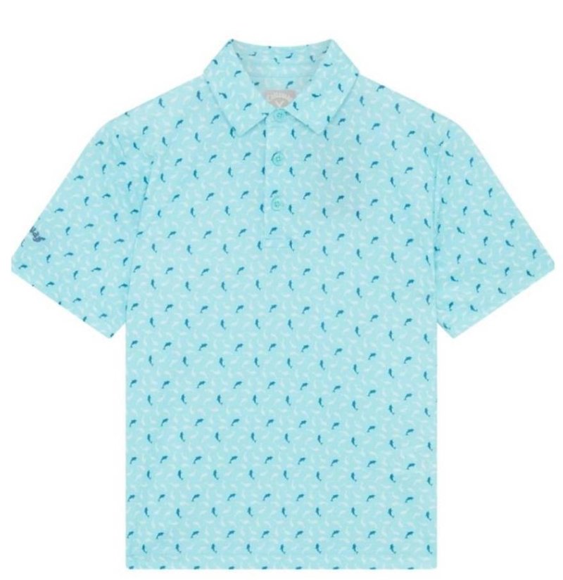 Callaway Dolphin Print junior polo, blue radiance