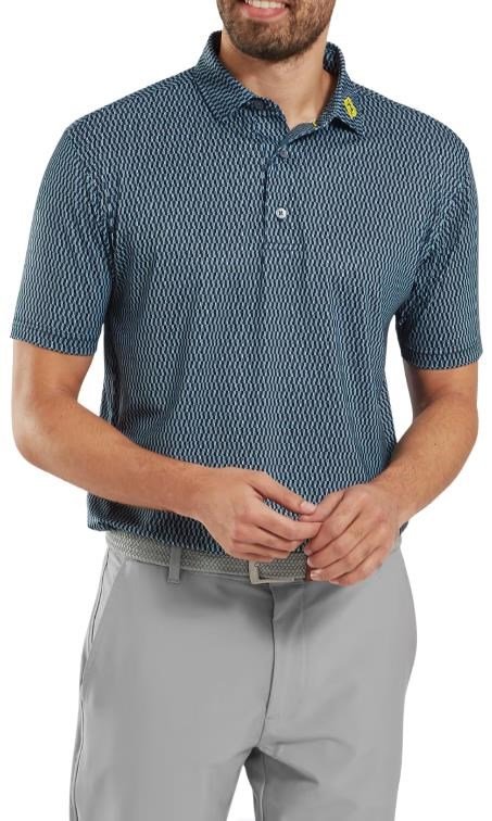 FootJoy Wiggle Print Lisle polo homme, marine/gris/blanc