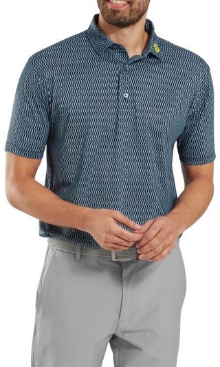 FootJoy Wiggle Print Lisle polo homme, marine/gris/blanc