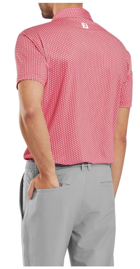 FootJoy Houndstooth Geo Lisle polo homme, hibiscus