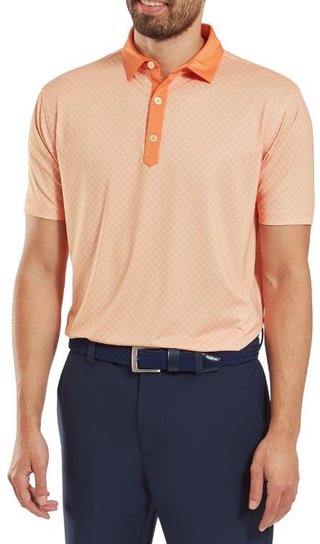 FootJoy Checker Print Lisle polo homme, orange/blanc