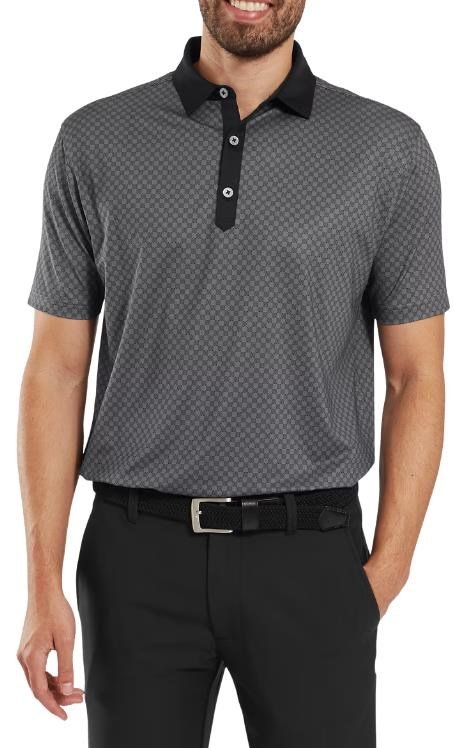 FootJoy Checker Print Lisle polo homme, noir/blanc