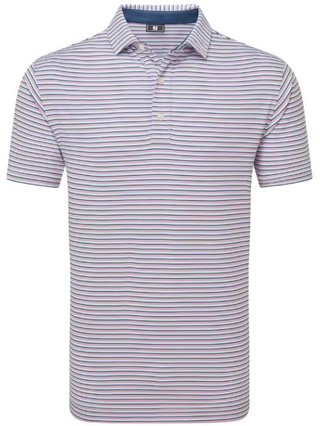 FootJoy Balance Stripe Lisle polo homme, skyway/white/dark denim/pink lemonade