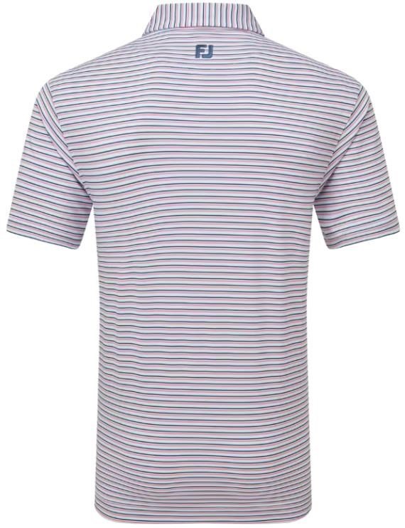 FootJoy Balance Stripe Lisle polo homme, skyway/white/dark denim/pink lemonade