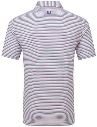 FootJoy Balance Stripe Lisle polo homme, skyway/white/dark denim/pink lemonade