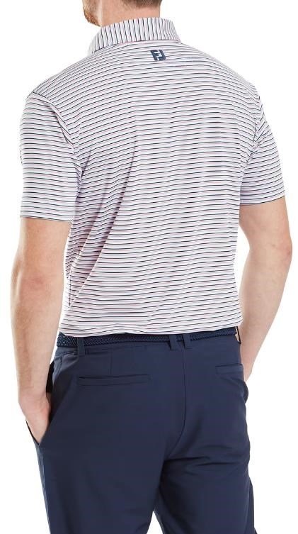 FootJoy Balance Stripe Lisle polo homme, skyway/white/dark denim/pink lemonade