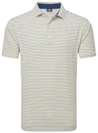 FootJoy Balance Stripe Lisle polo homme, blanc/marine/gris/taxi