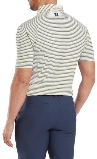 FootJoy Balance Stripe Lisle polo homme, blanc/marine/gris/taxi