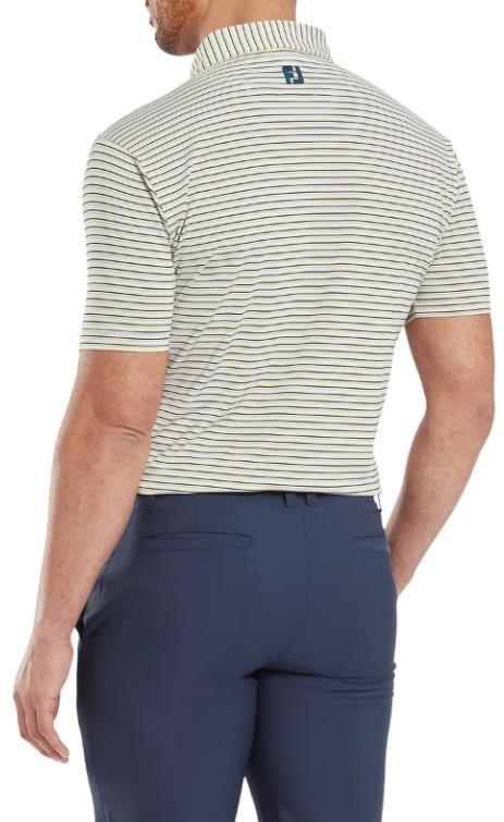 FootJoy Balance Stripe Lisle polo homme, blanc/marine/gris/taxi