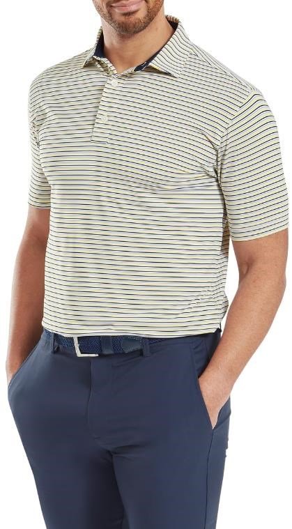 FootJoy Balance Stripe Lisle polo homme, blue jay/white/pistachio/orange