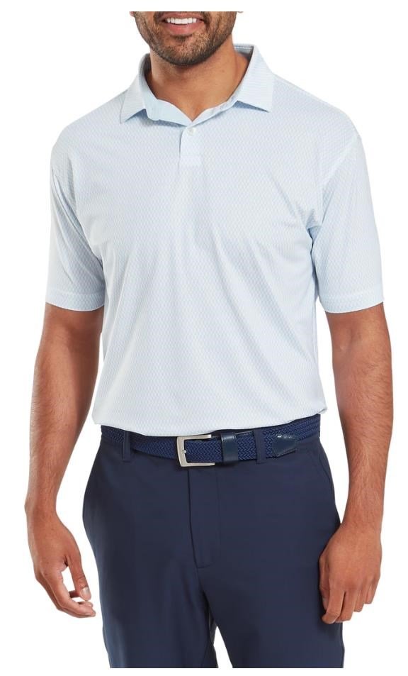 FootJoy Irongate Print Lisle polo homme, white/skyway